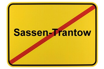 Illustration eines Ortsschildes der Gemeinde Sassen-Trantow in Mecklenburg-Vorpommern