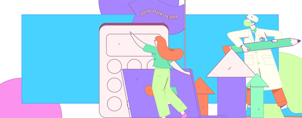 Education and learning people flat vector concept hand drawn illustration
