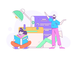 Education and learning people flat vector concept hand drawn illustration
