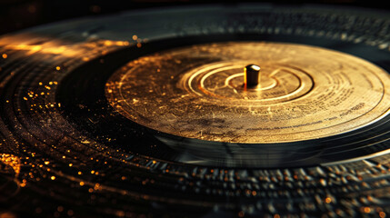 a vinyl golden and black record closeup, Golden Record Awards ceremony poster