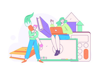 Education and learning people flat vector concept hand drawn illustration
