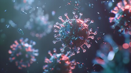 Fototapeta premium Adeno-associated virus (AAV), 3d illustration. A highly detailed and realistic 3D rendering of the Adeno-associated virus (AAV), showcasing its intricate capsid structure
