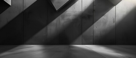 Elegant background featuring a minimalist design with shadows and light creating simple shapes and patterns. The sophisticated use of light and dark contrasts highlights the beauty of clean lines and