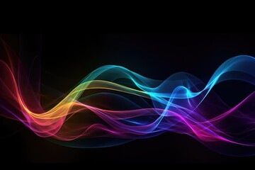 Fototapeta premium Dynamic Colorful Abstract Waves on Black Background