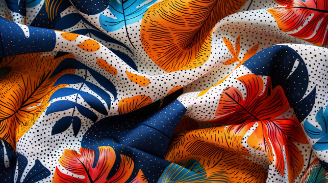 Ethnic jungle motifs in a traditional design for digital textile printing and fashion