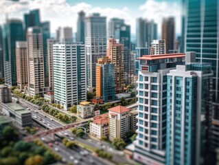 Naklejka premium Urban Cityscape with Tilt-Shift Effect