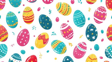 Easter eggs on white background seamless repeating pattern tile