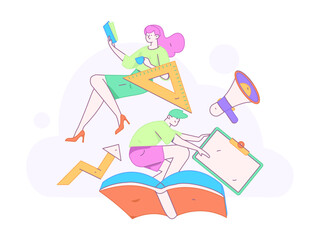 Education and learning people flat vector concept hand drawn illustration
