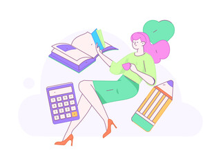 Education and learning people flat vector concept hand drawn illustration
