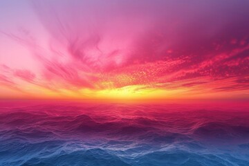 Obraz premium Breathtaking Sunset Over Ocean Waves with Vibrant Colors and Dramatic Sky