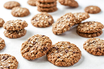 Close-up of Oatmeal Chocolate Chip Cookies