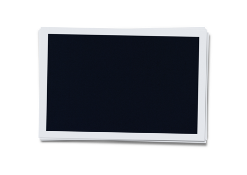 Stack of instant blank photographs isolated on transparent background, png file - Powered by Adobe