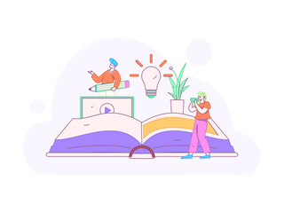 Education and learning people flat vector concept hand drawn illustration
