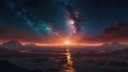 Fototapeta premium sunset over the mountains