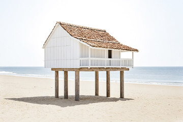 Obraz premium White beach house on stilts