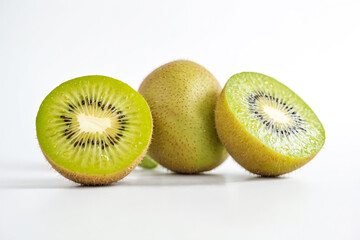 Fototapeta premium Fresh Kiwi Fruit Slices on White Background
