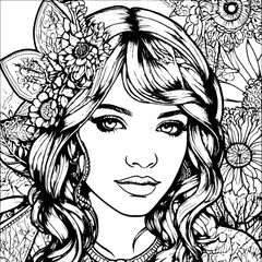 A Tribal Flower Girl - Coloring Pages