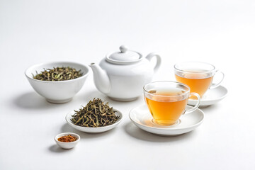 Fototapeta premium Aromatic Tea Set with White Tea and Teapot