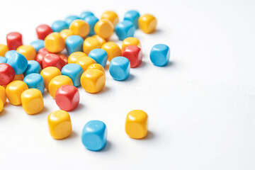Colorful Cubes Scattered on White Background