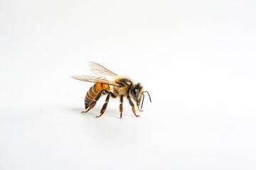 Close Up of a Honey Bee on a White Background