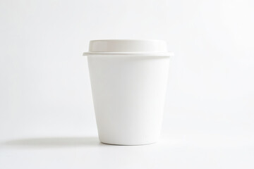 White Paper Cup with Lid Isolated on White Background
