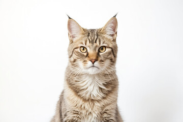 Close-up of a Tabby Cat with Big, Round Eyes