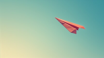 Naklejka premium Paper Airplane Soaring in Clear Blue Sky
