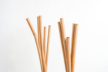 Bamboo sticks on a white background