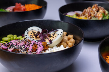 Fresh, Healthy, Colorful Poke Bowl with Vegetables