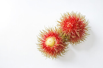 Two Rambutans on White Background