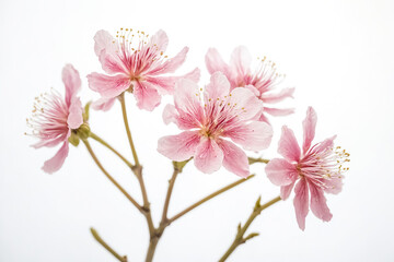 Obraz premium Delicate Pink Flowers on a White Background