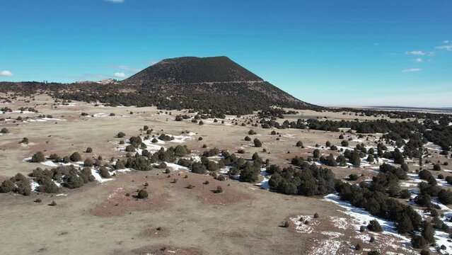 Aerial View of Capulin Cinder Cone Inactive Volcano and National Monument, New Mexico USA