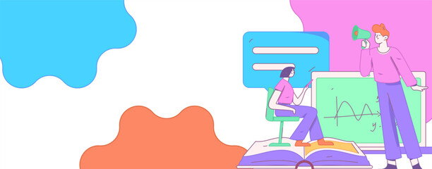 Education and learning people flat vector concept hand drawn illustration
