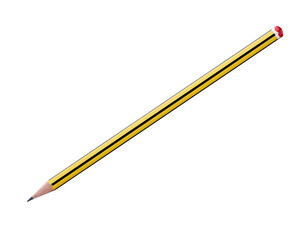 Yellow and black pencil isolated on transparent background