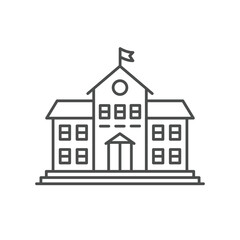 School building line icon, vector pictogram of college or university. Education illustration, sign for schoolhouse exterior.