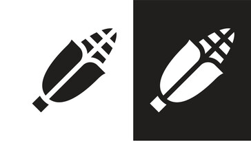 Feather vector icon with black and white background.