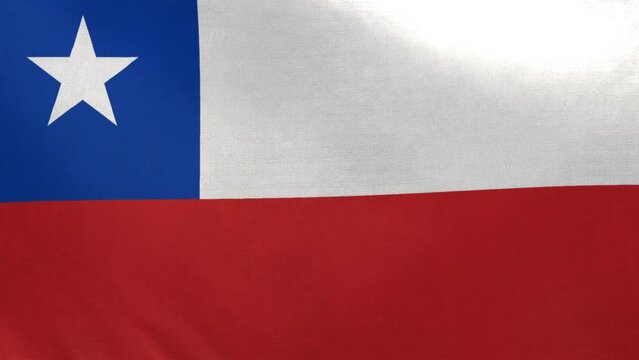 Chile flag. Chiie flag waving in the wind. Full screen, flat, cloth material texture. National Flag. Loopable. Looping. CGI graphic animation HD