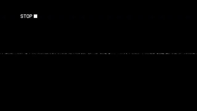Old VHS Stop overlay with noise line, VCR Stop, Noisy vcr stop overlay texture