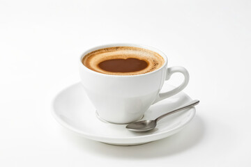 A cup of coffee on a white background