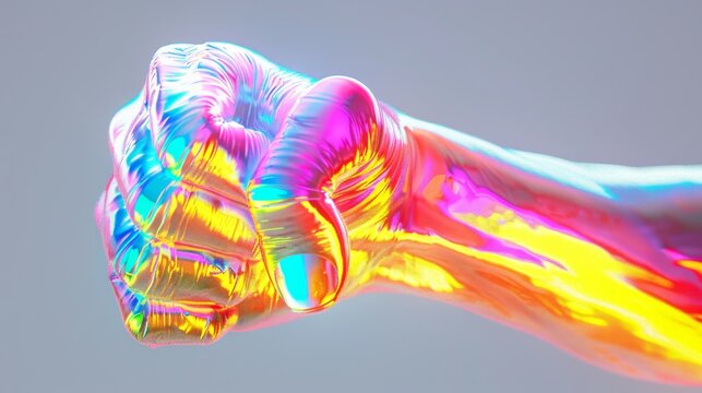 Vibrant Chromatic Fist Symbolizing Strength and Diversity. Nelson Mandela International Day