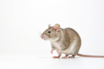 Close-up of a rat standing on a white background