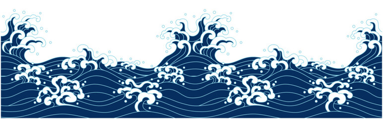 和風の荒波のベクターシームレス背景