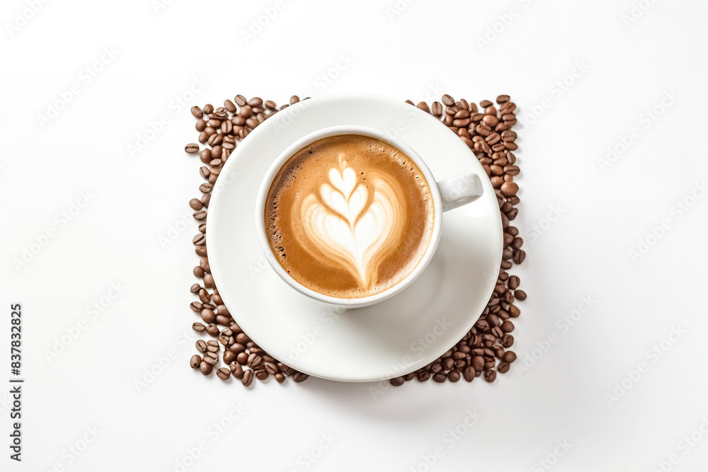 Sticker Latte Art with Coffee Beans