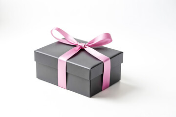 Obraz premium Black Gift Box with Pink Ribbon