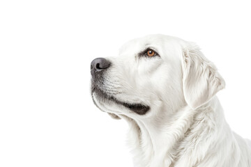 Fototapeta premium White dog looking up isolated on white background