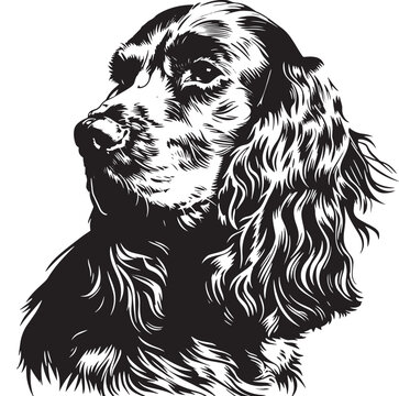 english Cocker Spaniel dog clipart, english Cocker Spaniel black vector
