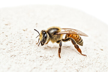 Obraz premium Closeup of a bee on a white surface