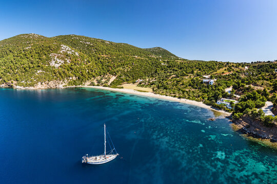 The beach Pefkos of Skyros, Greece