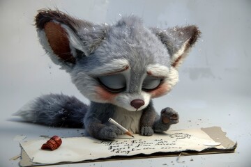 a fox writing a letter