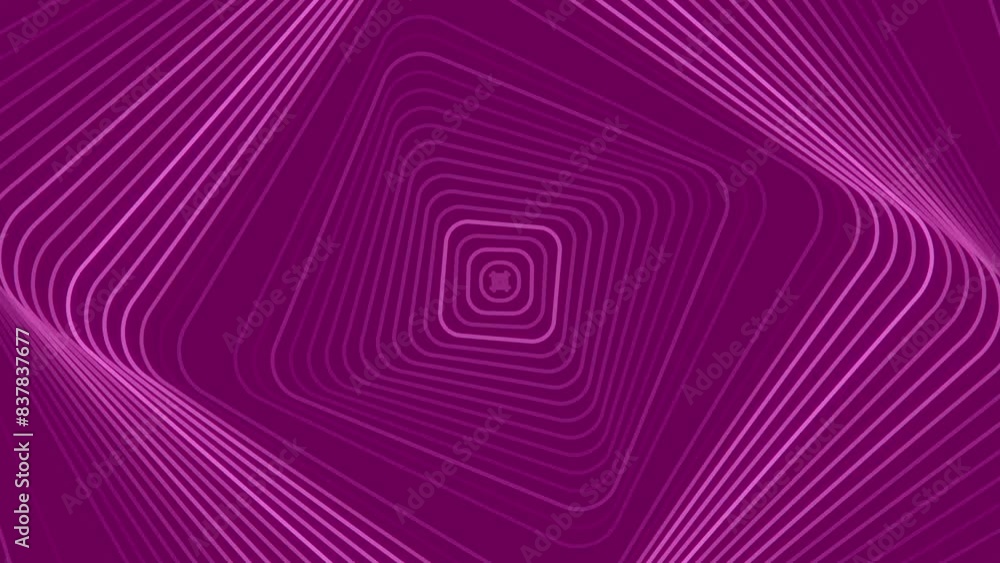 Fototapete Digital loop animation with a rotating pattern of pink lines. 3d rendering 4K